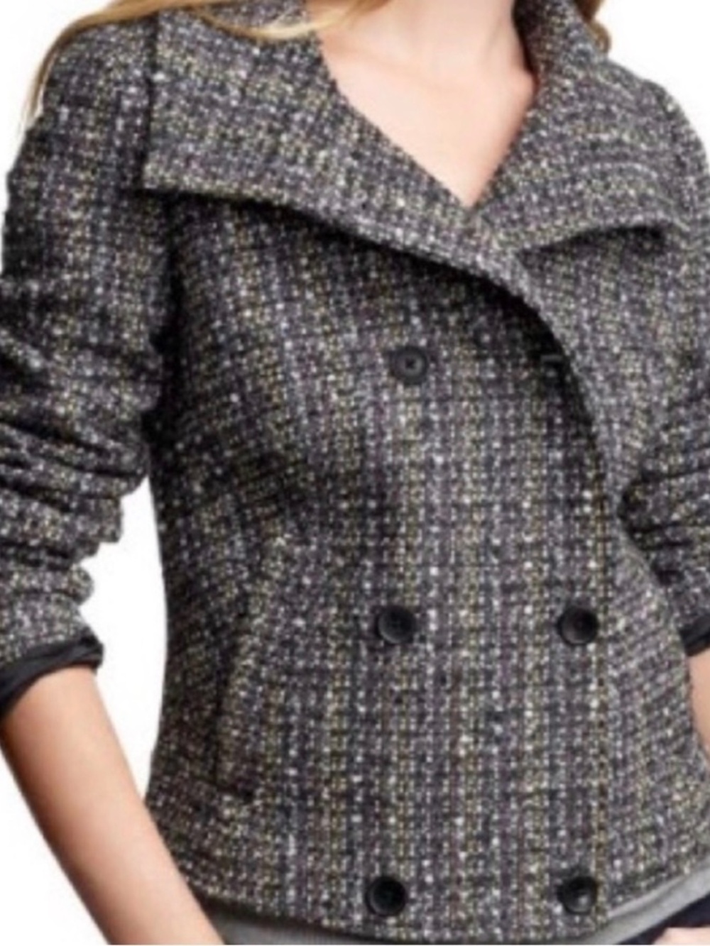 GAP Tweed Multicolor Double Breasted Winter Peacoat Jacket Coat Size XS